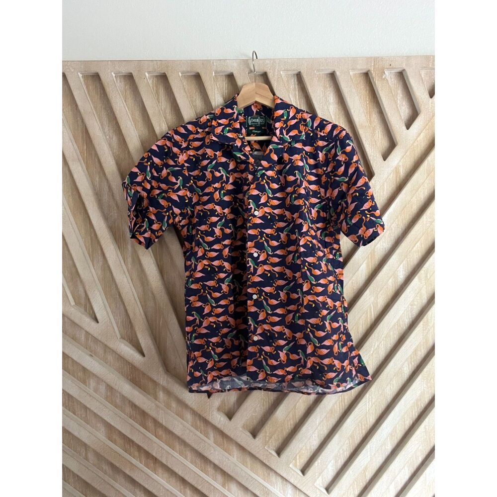 Gitman Bros Flamingo Pattern Short Sleeve Button Down